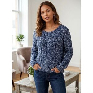 GAP Sweater Chunky Knit Pullover Womens XL Crewneck Blue Alpaca Fisherman Gorp